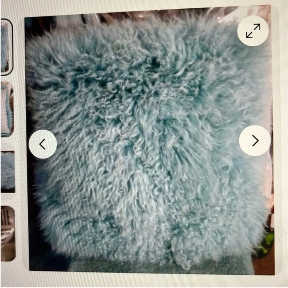 Zgallerie Mongolian Fur Pillows French Blue 22x22 Decorative Home Decor